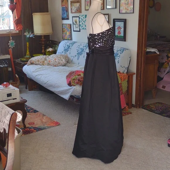 NOS JUMP APPAREL black Tool Sequence Sash Full Length Formal Dress Plus Sz 18W - Picture 4 of 12